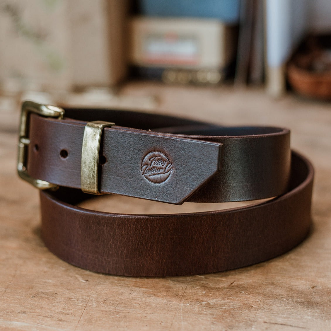 brown leather belt