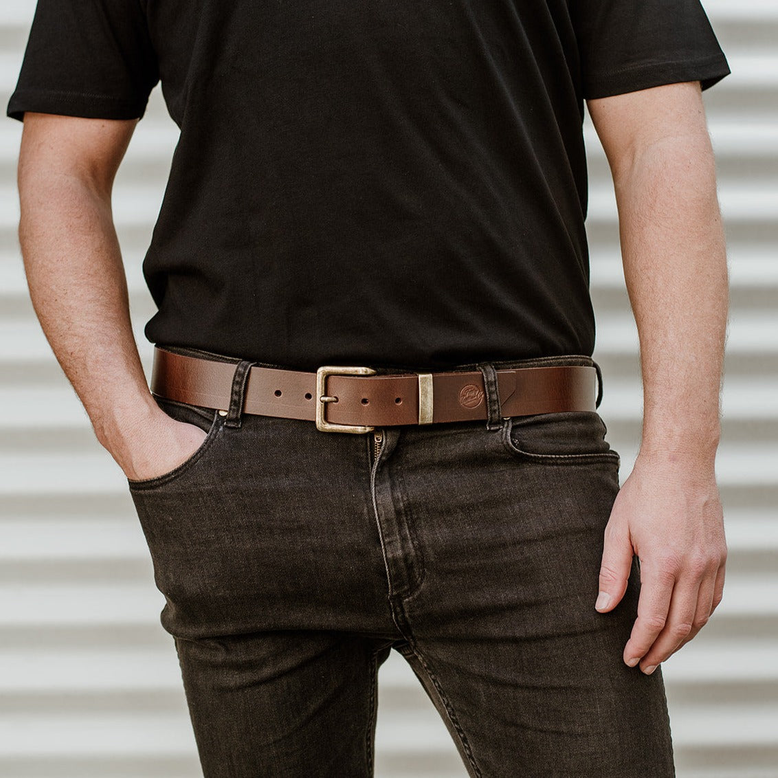 brown leather belt