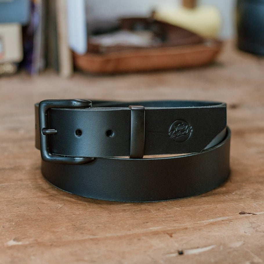 black leather belt