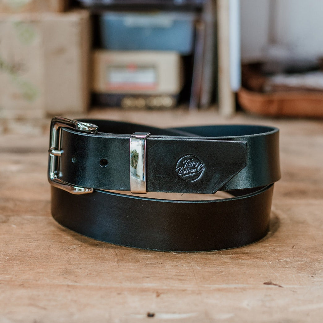 black leather belt