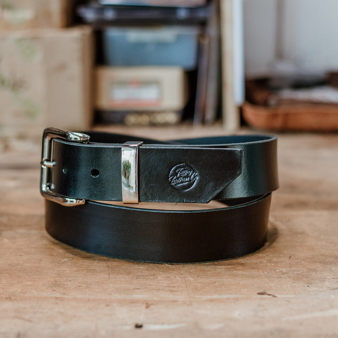 black leather belt