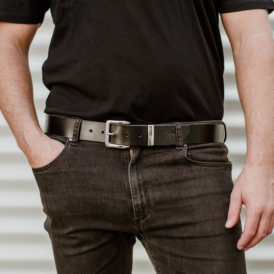 black leather belt